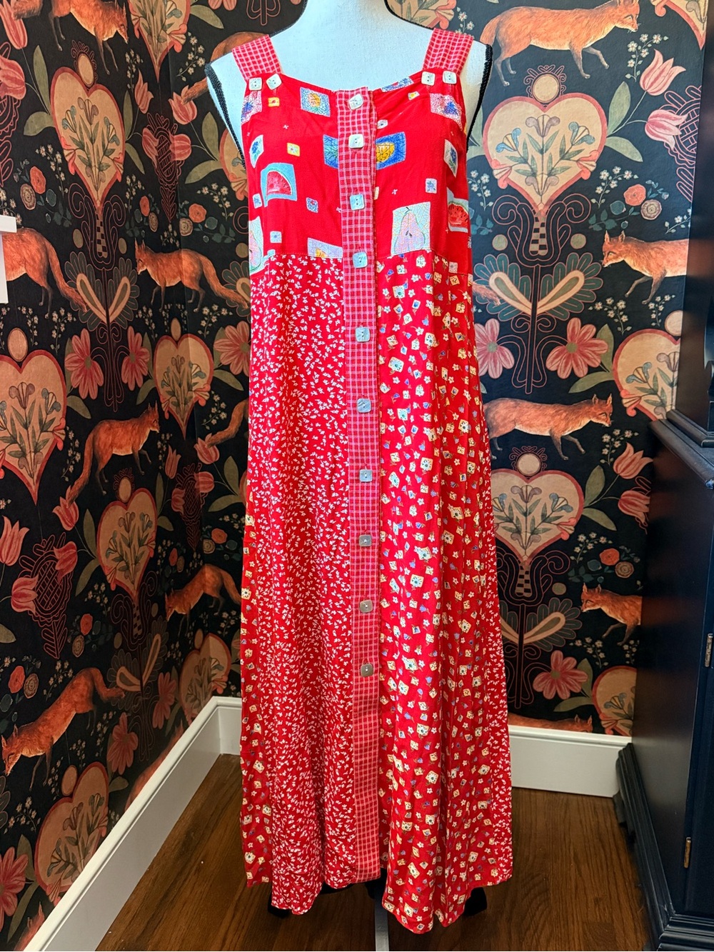 Classics By Carol Anderson Vintage Cottagecore Dress Size S Ted Print Fruit Cabi